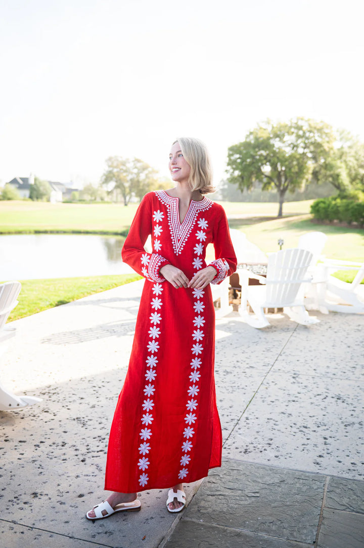 Embroidered Caftan | Red