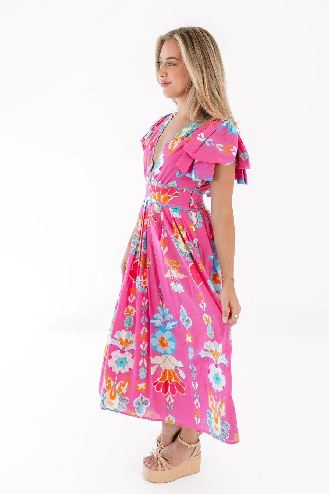 Sailor Bow Sleeve Midi Dress