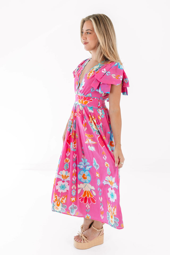 Sailor Bow Sleeve Midi Dress