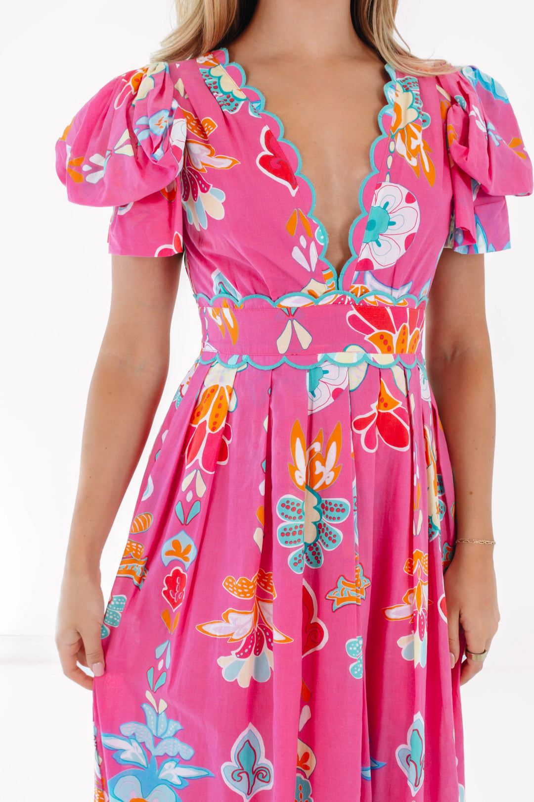 Sailor Bow Sleeve Midi Dress