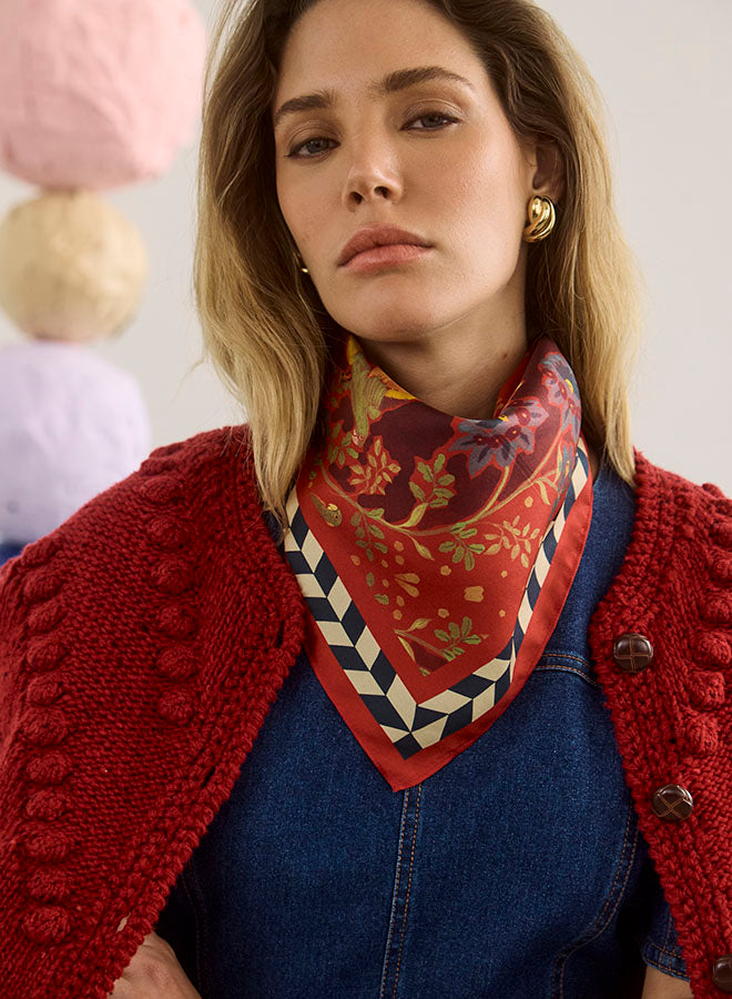 Birds of a Feather Maroon Scarf