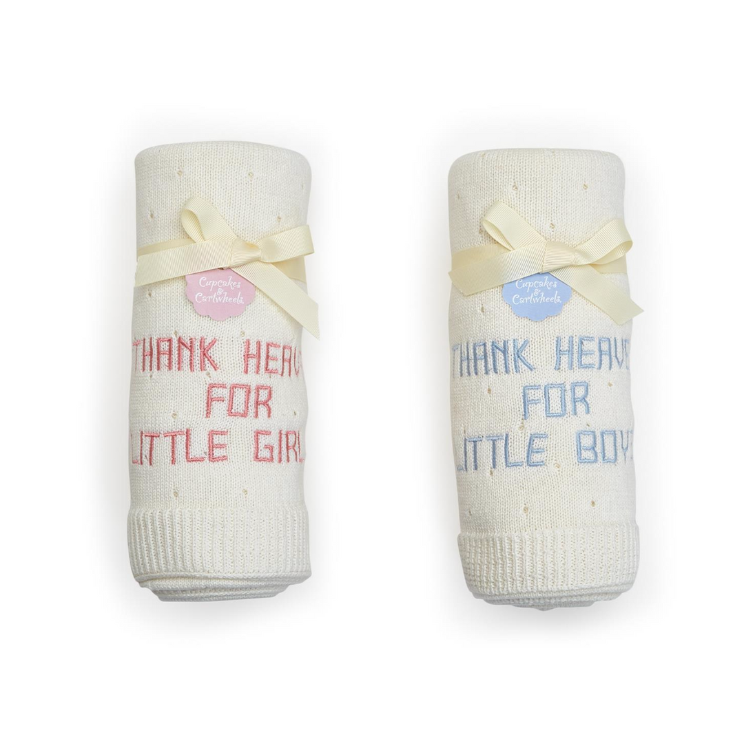 Thank Heaven Embroidered Knit Blanket | Colors