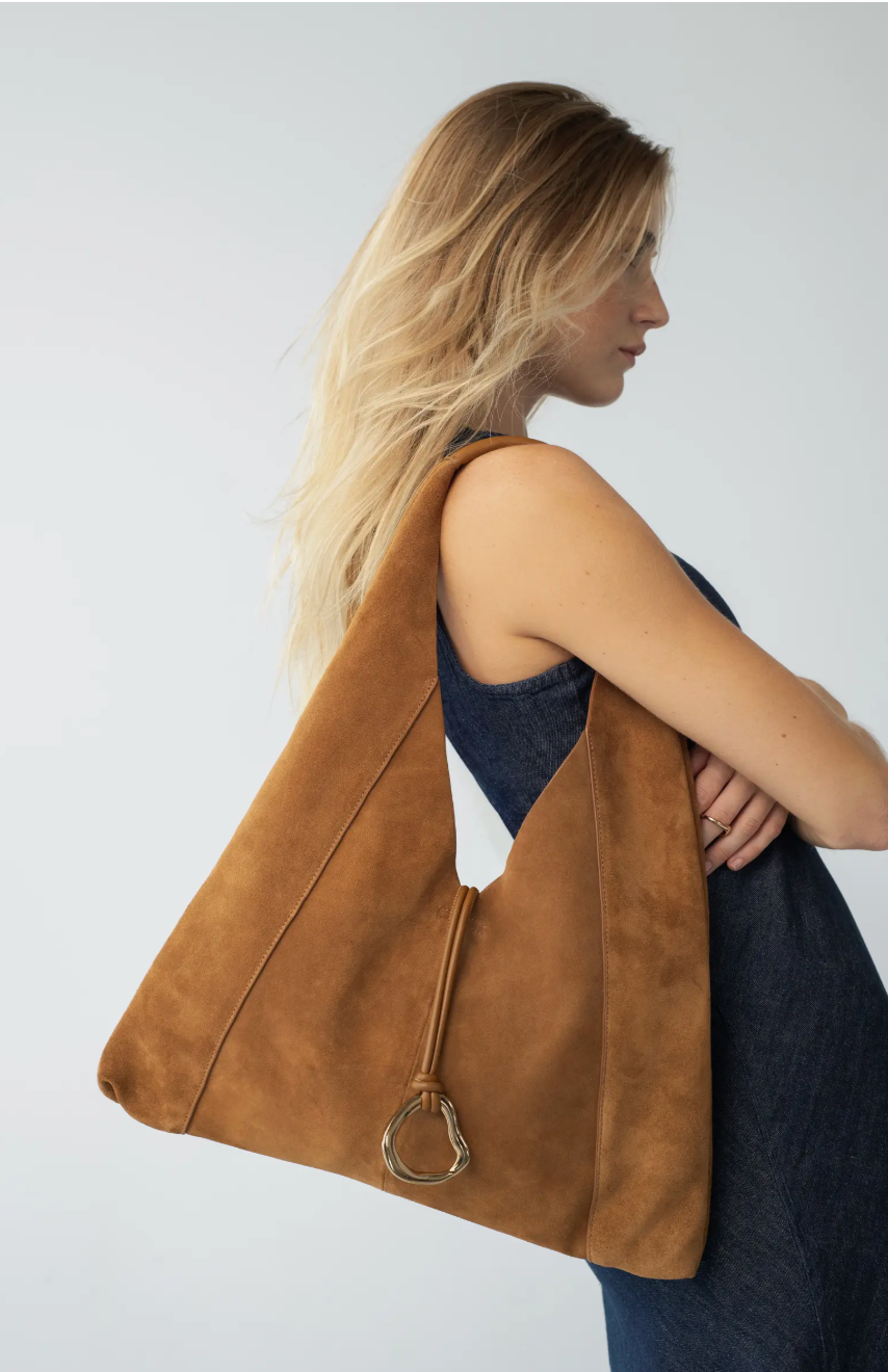 Malin Suede Hobo Bag | Pecan