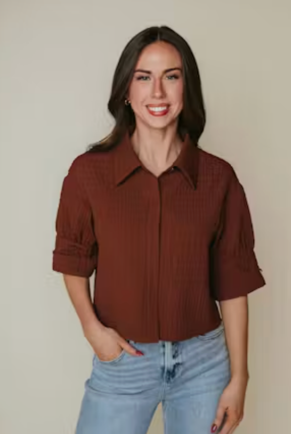 Maeve Top | Brown Textured