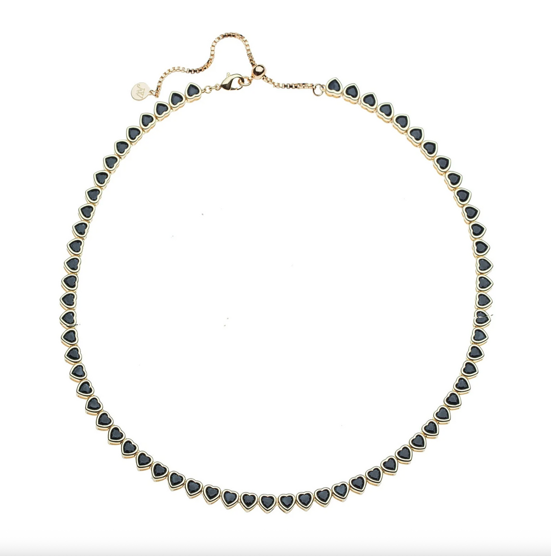 Made from LOVE Tennis Necklace | Black