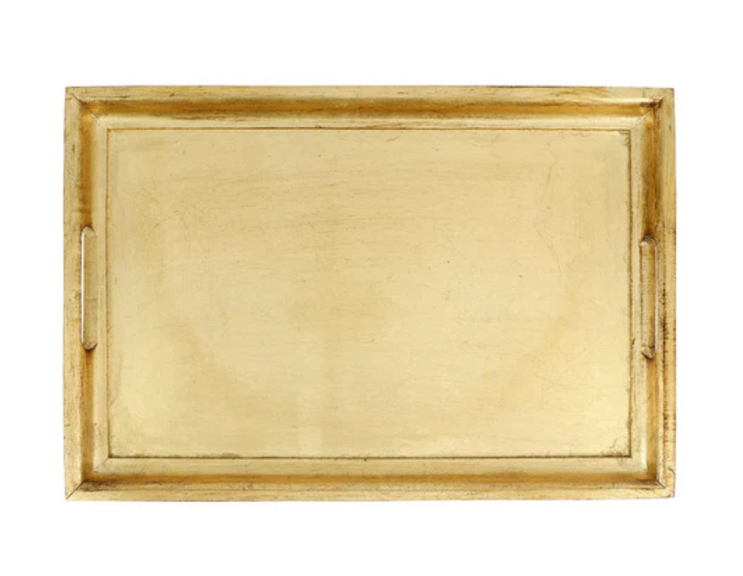 Florentine Wooden Gold Handled Rectangular Tray | + Sizes