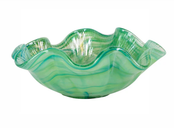 Onda Glass Ruffled Round Bowl | +Colors