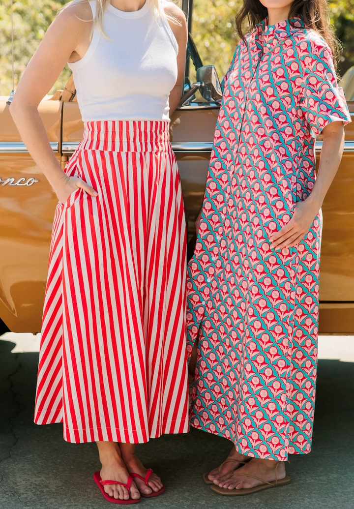 Crop Top + Pavilion Skirt in Red Stripes