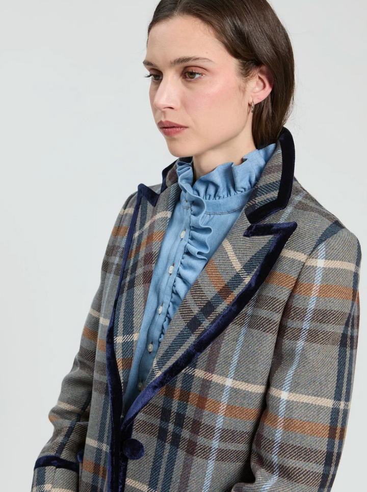 Long Plaid Wool Coat