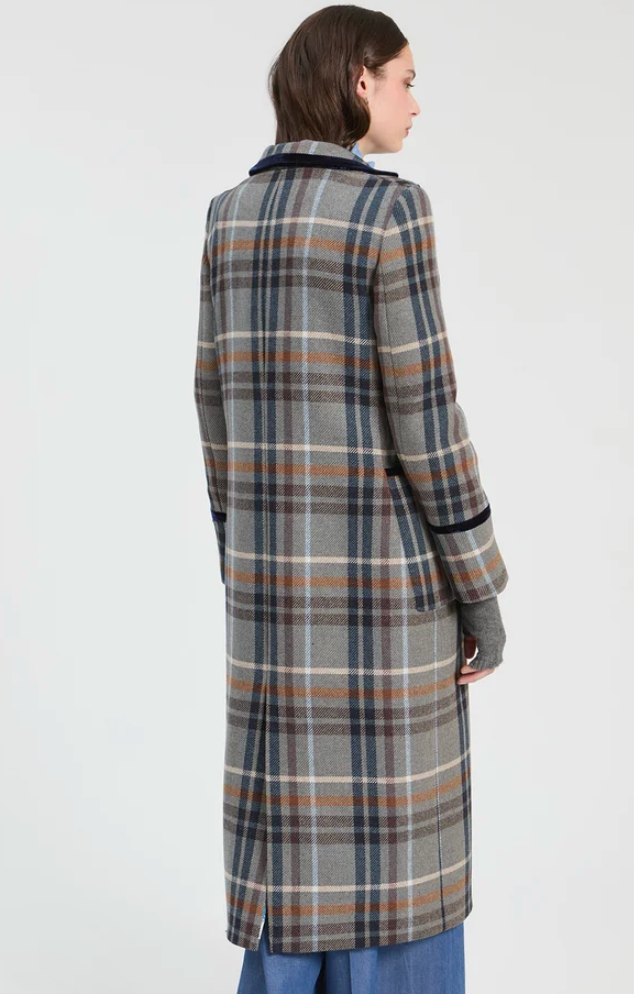 Long Plaid Wool Coat