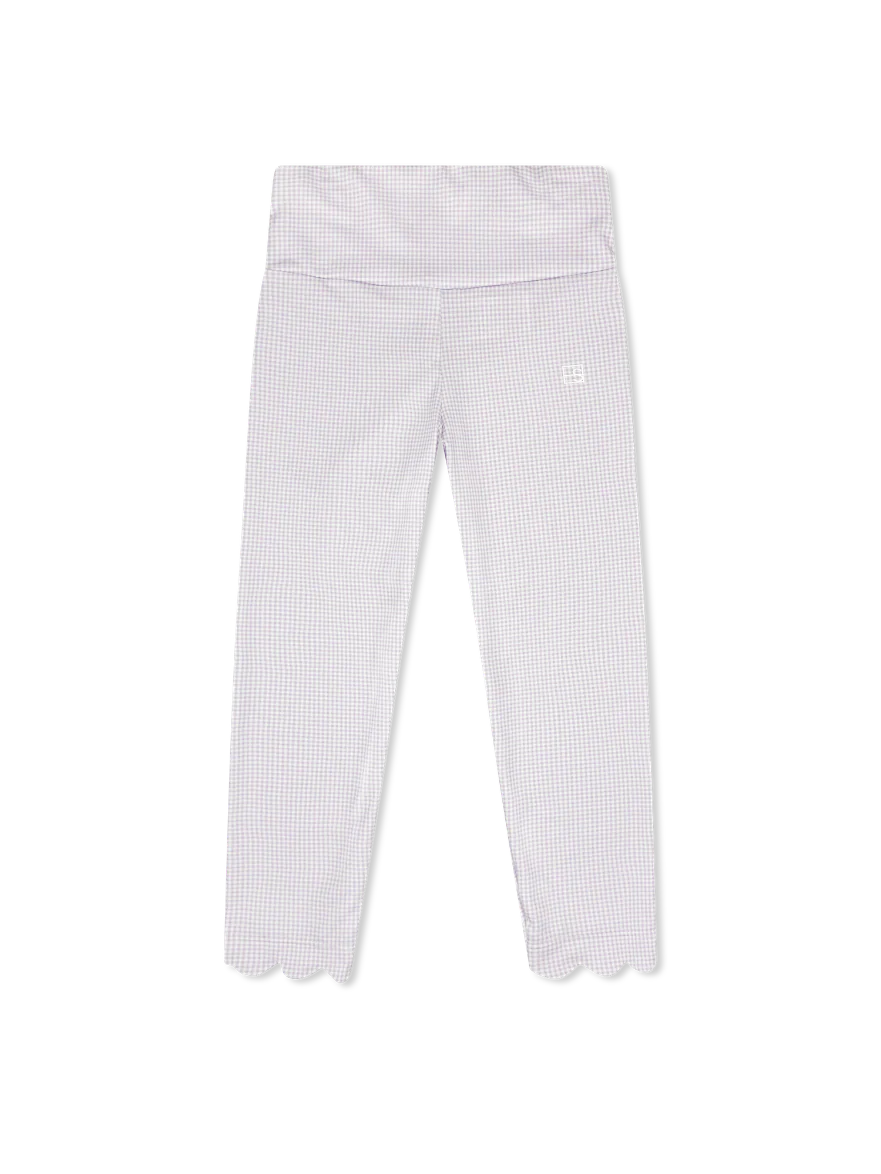 Sadie Scallop Leggings | Petal Purple Minigingham