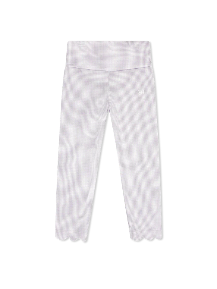 Sadie Scallop Leggings | Petal Purple Minigingham