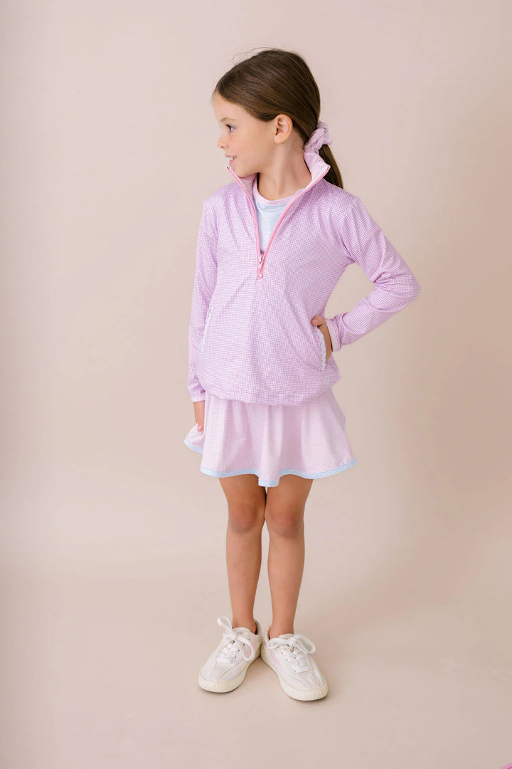 Heather Half Zip | Petal Purple Minigingham