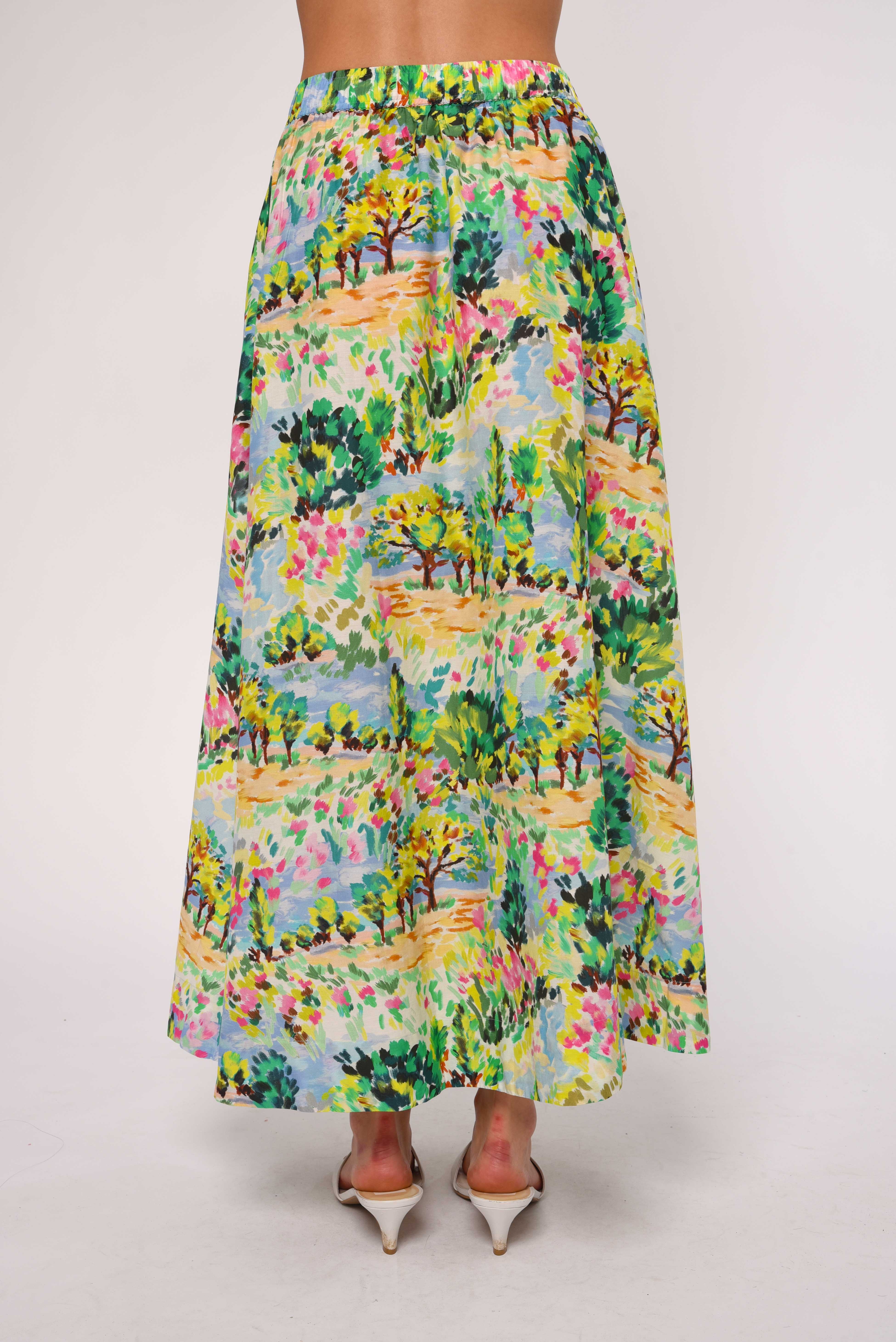 Porto Maxi Skirt | Giverny Garden – Charlotte's Inc