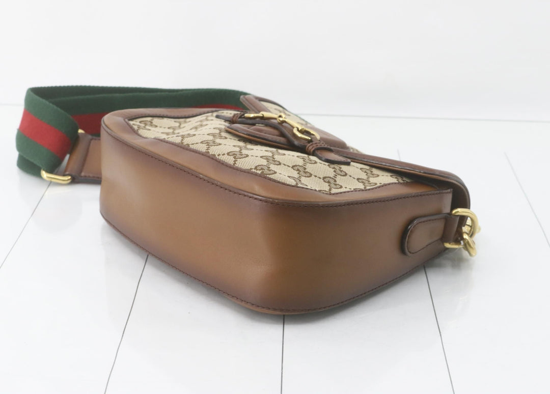 Gucci Canvas Sherry Line Horsebit Shoulder Bag