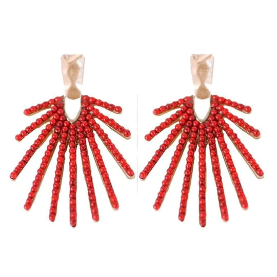 Red Sunburst Earrings