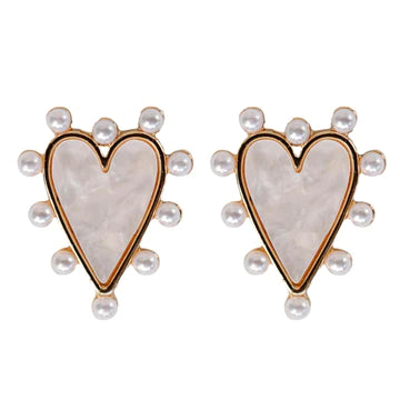 Studded Pink Tortoise Heart Earrings
