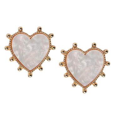Studded Pink Tortoise Heart Earrings