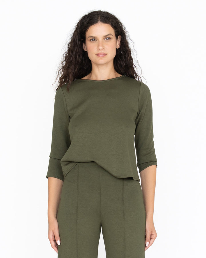 Scuba 3/4 Sleeve Top | Olive