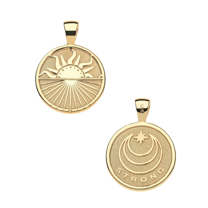 STRONG Over the Horizon Small coin on 18" Drawn Link Chain