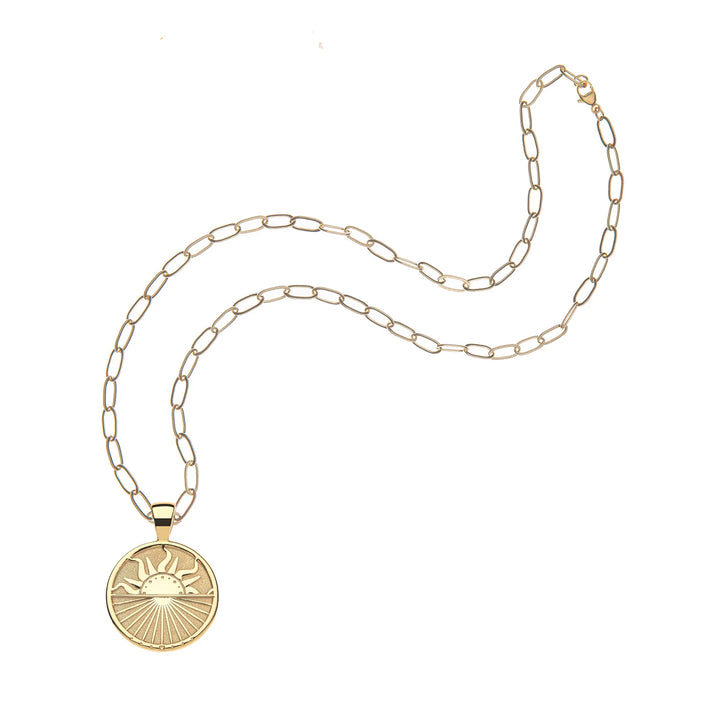 STRONG Over the Horizon Small coin on 18" Drawn Link Chain