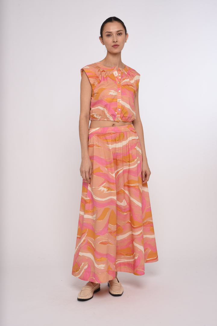Porto Maxi Skirt | Pink Reverie Print