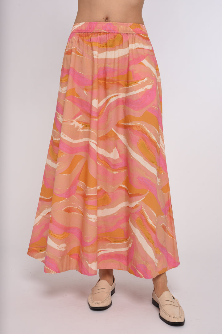 Porto Maxi Skirt | Pink Reverie Print