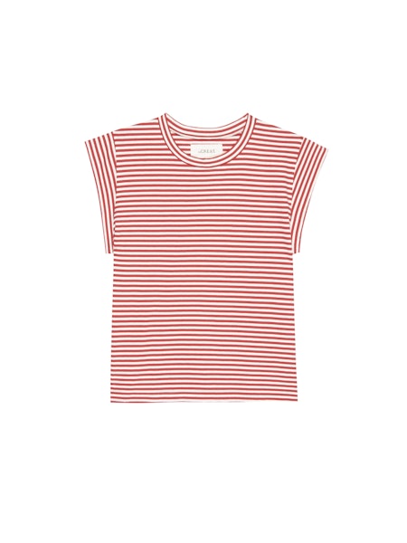 The Peak Shoulder Tee | Sun Cherry Stripe