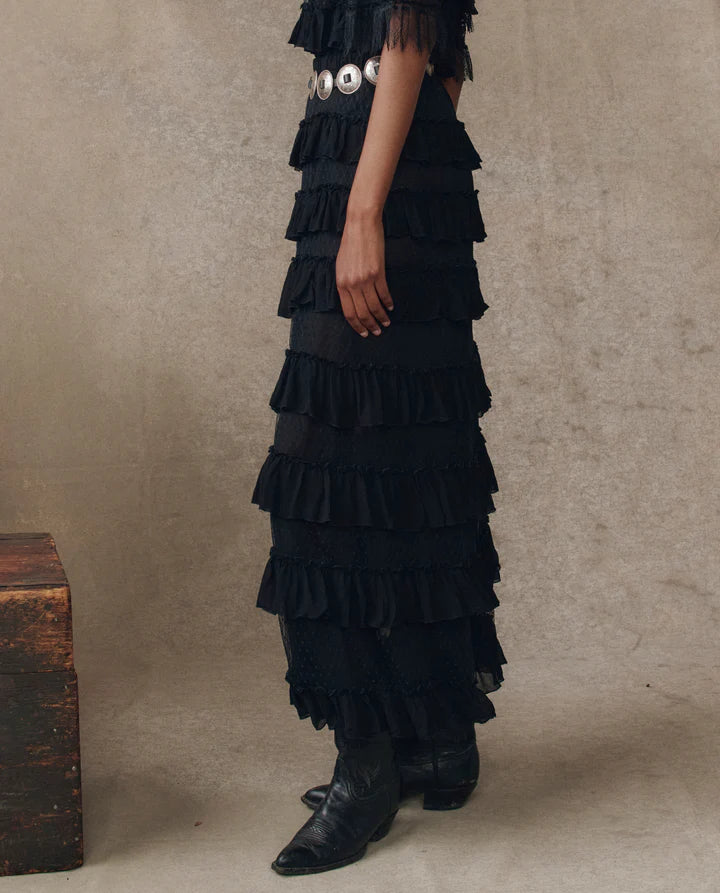 The Winter Mesh Flounce Skirt | Black