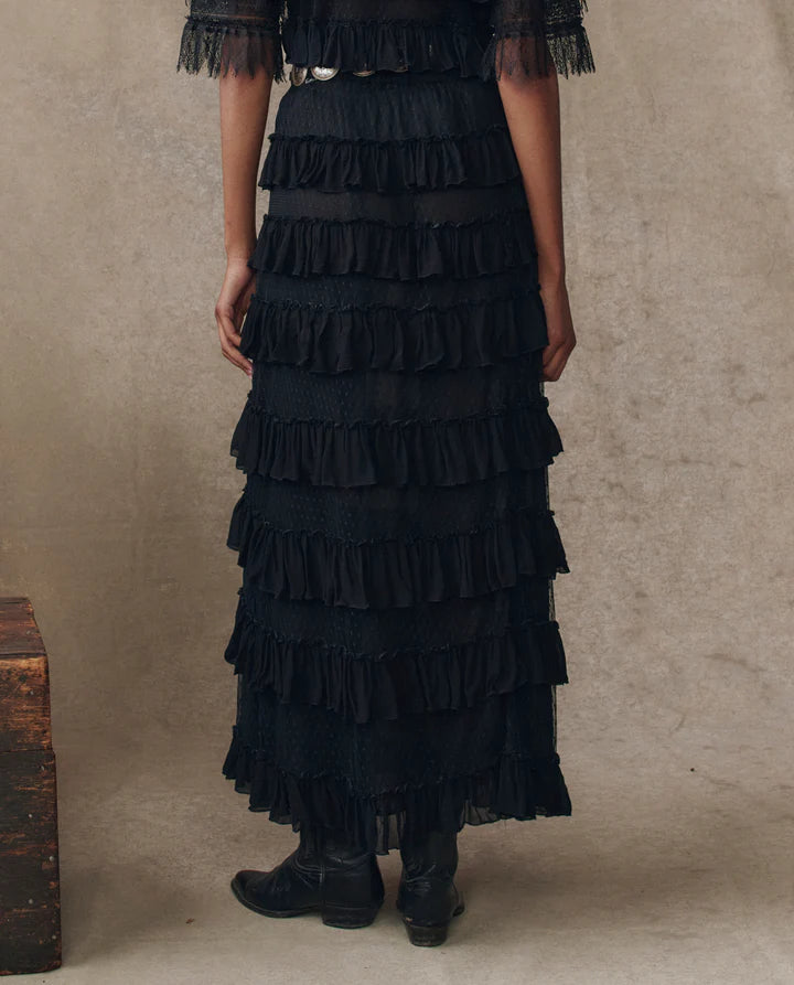The Winter Mesh Flounce Skirt | Black