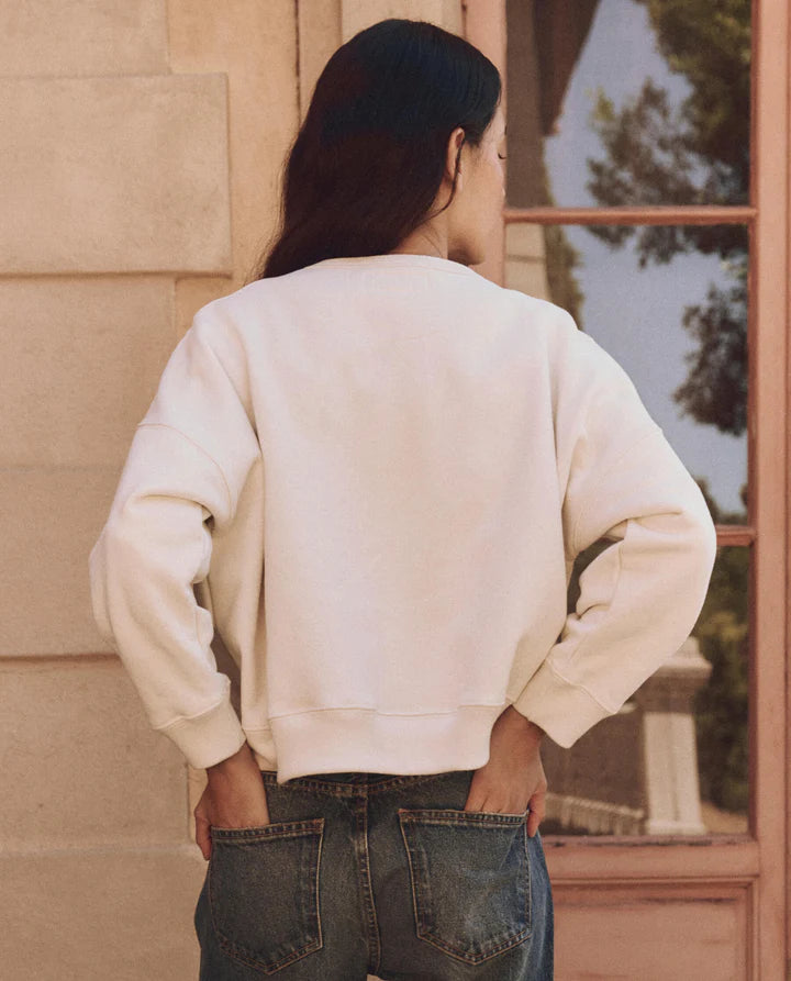 The Floral Applique Teammate Sweatshirt | Washed White