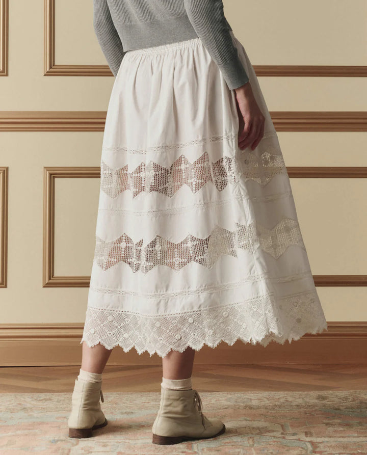 The Rosette Crochet Canary Skirt | Cream