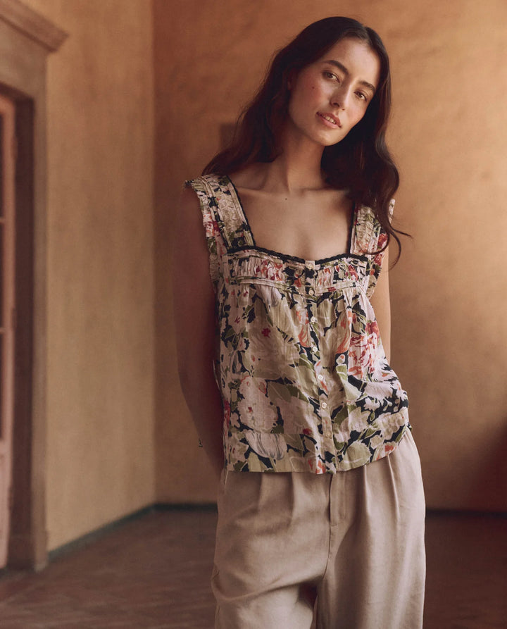 The Victorian Pleat Tank | Vintage Rose Print