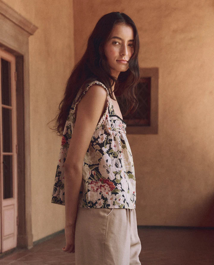 The Victorian Pleat Tank | Vintage Rose Print