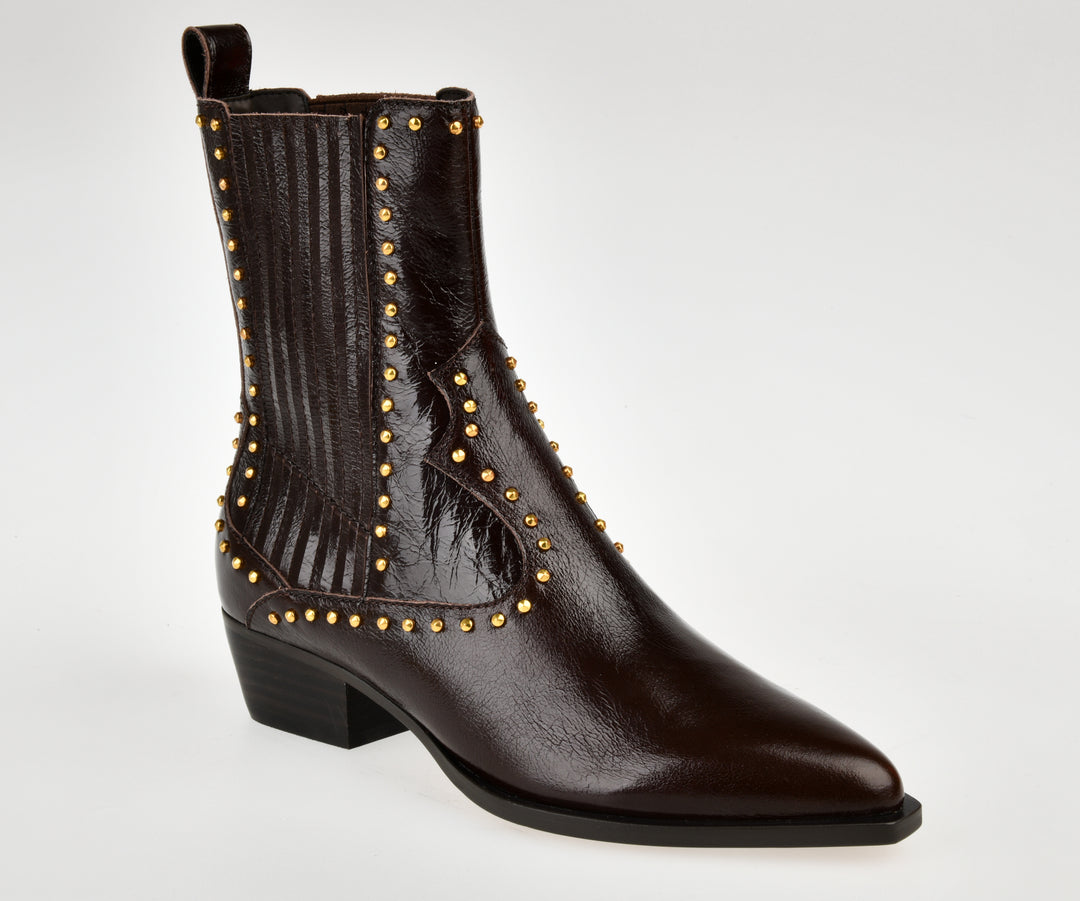 Thomas Stud Bootie | Black Cherry Leather