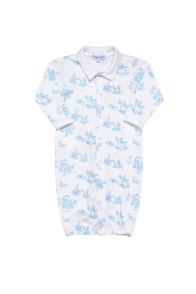 Blue Toile Baby Converter Gown | Blue