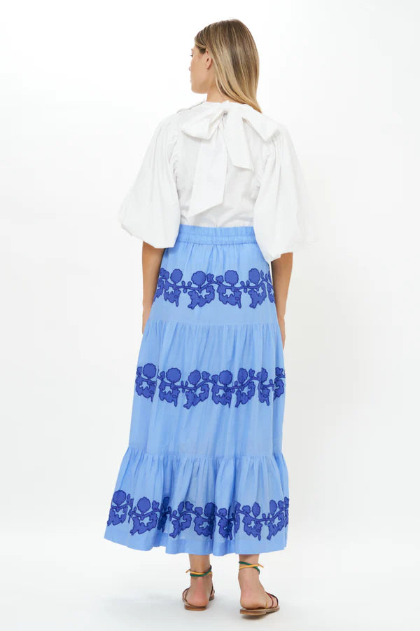 Button Front Skirt | Tangier Blue