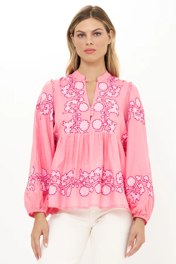 Mandarin Balloon Top | Tangier Pink