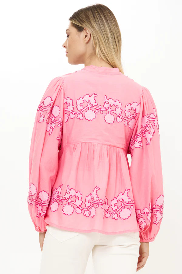 Mandarin Balloon Top | Tangier Pink