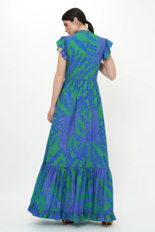 Mock Neck Flutter Maxi | Thistle Green