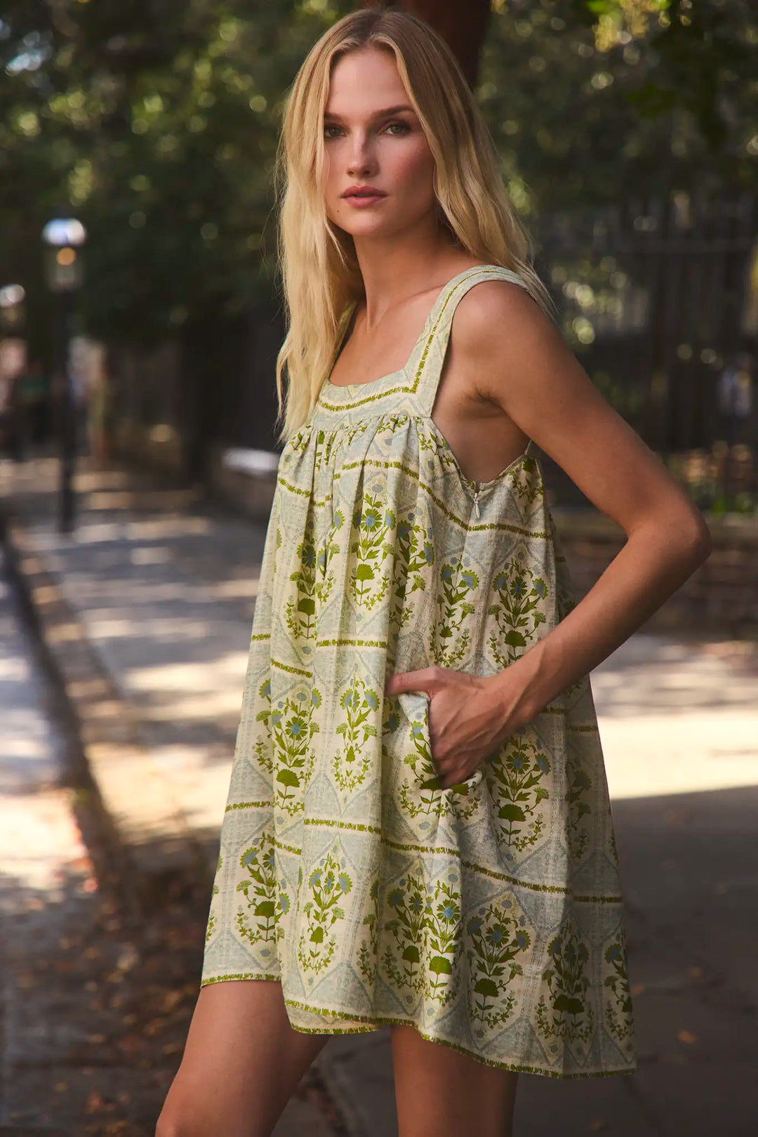 Tipper Dress | Green Trellis