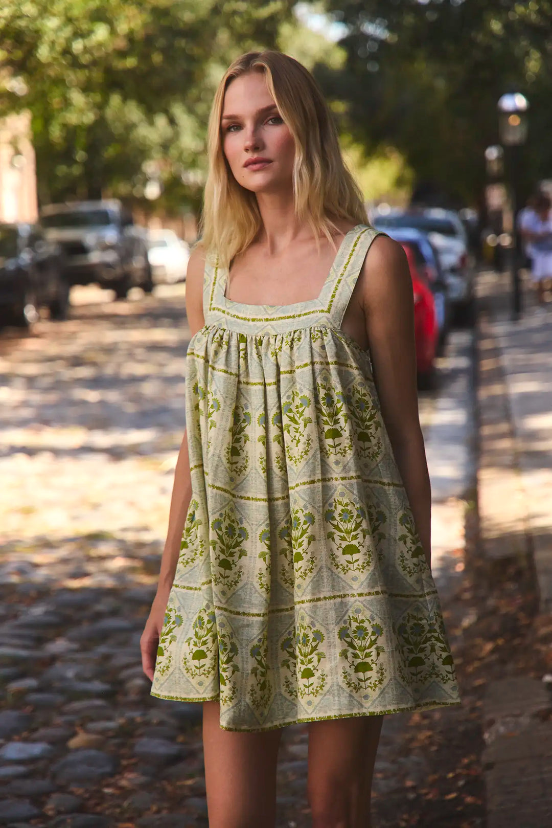 Tipper Dress | Green Trellis