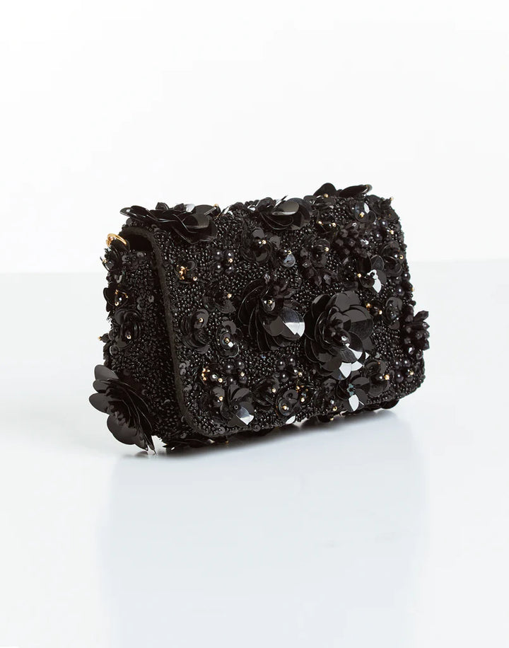 Torres Beaded Black Clutch