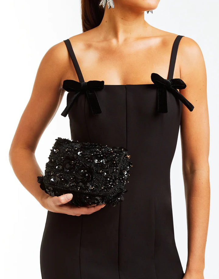 Torres Beaded Black Clutch