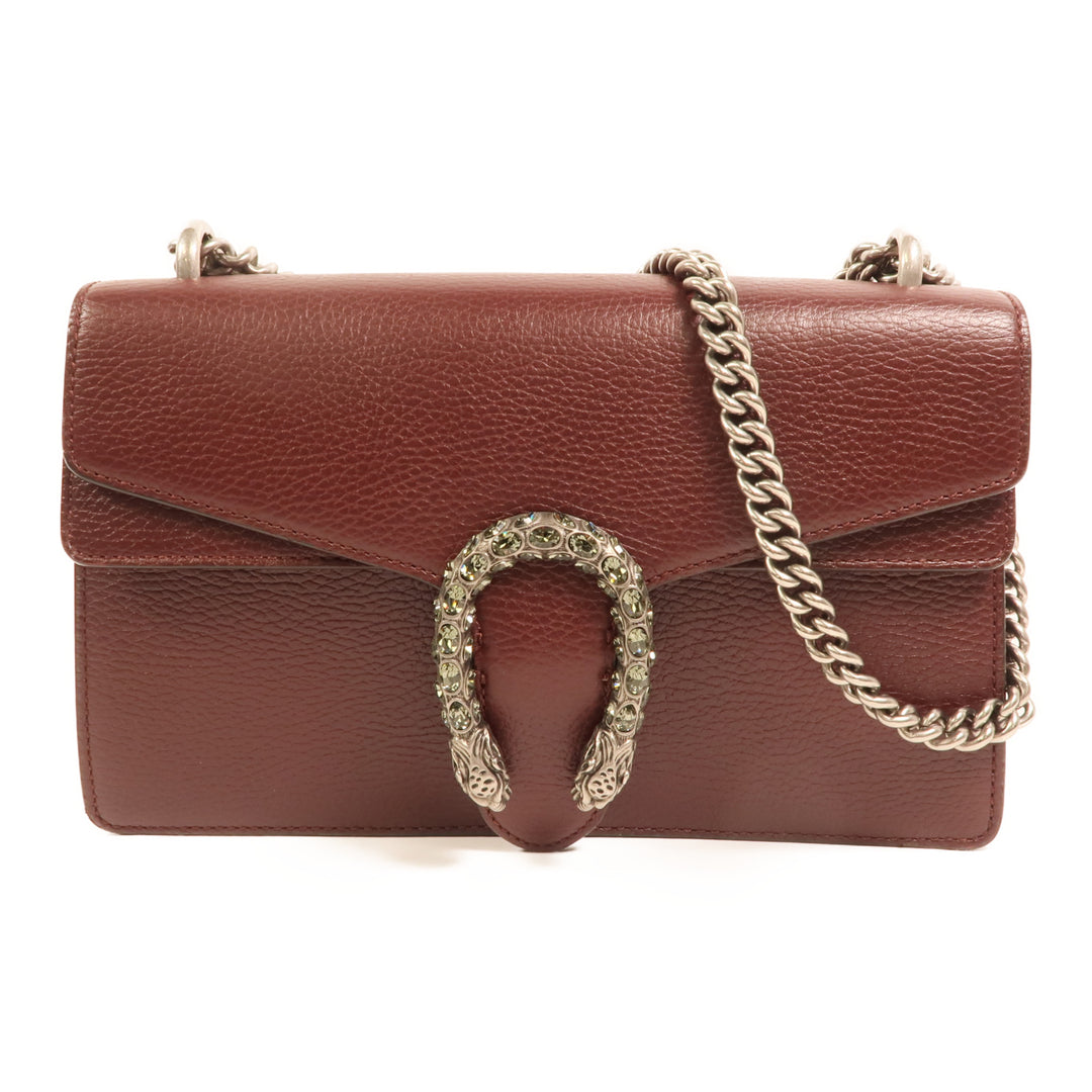 Gucci Cowhide Leather Dionysus Silver Crosshair Shoulder Bag Red Calfskin