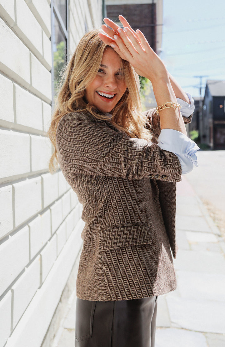 Taylor Herringbone Blazer | Brown