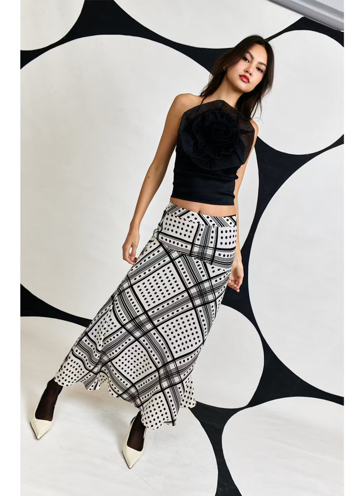 Beckett Skirt | Wellington Ivory Plaid Dot