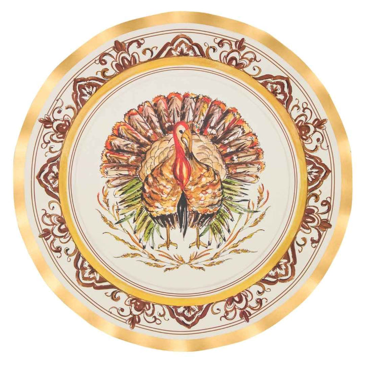 Turkey & Gourds by Rosanne Beck Wavy Dinner Plate 10.5"