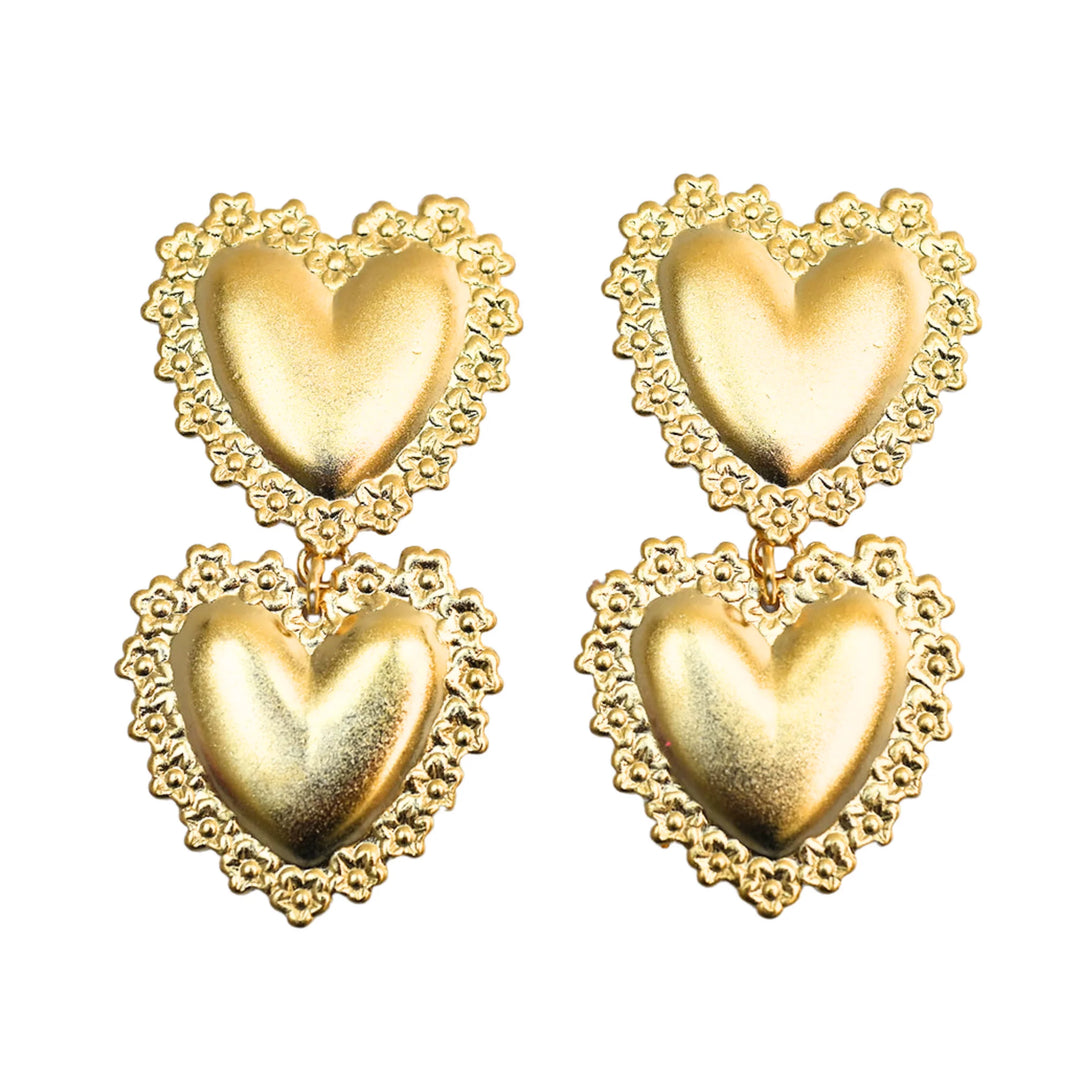 Double Golden Heart Earrings