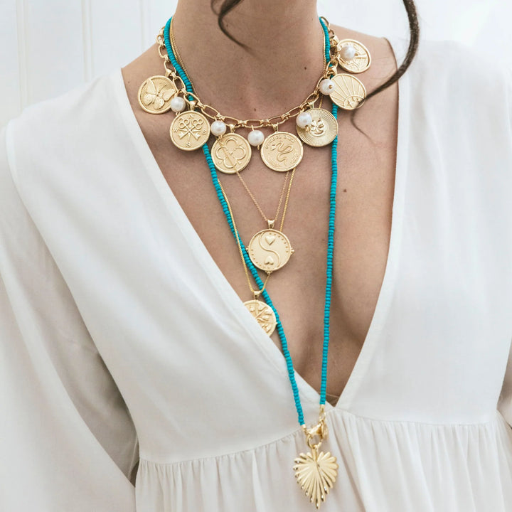Jane Win double Wrap Diamond Cut Beaded Necklace